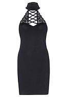 Mini dress, lacing, halterneck, open back, lace inlay